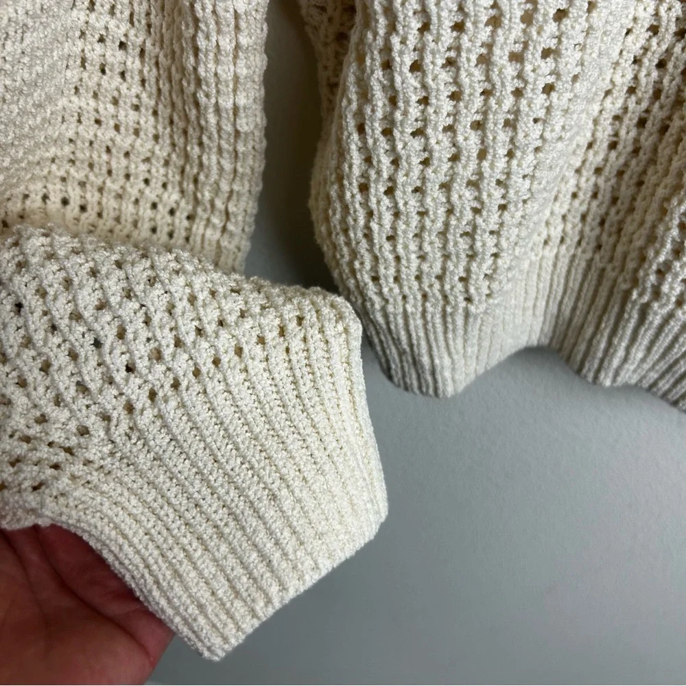 A.L.C. Ivory Open Knit Laney sweater size: M - Picture 7 of 9